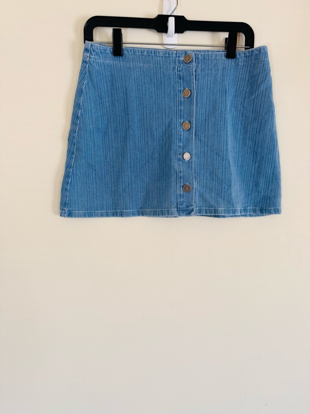 Y2K Vintage Denim Ribbed Button Down 90’s Mini Skirt high waist 90’s